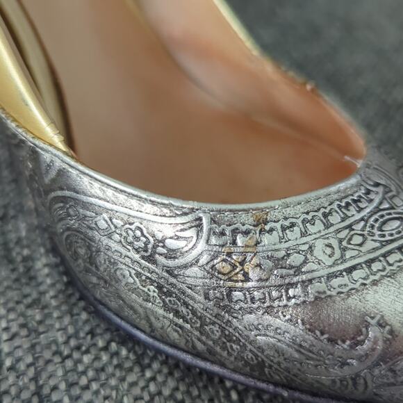 Modern Vintage Heels Antique Steampunk Pumps Silver Paisley Women's EU 38.5 - Picture 6 of 8